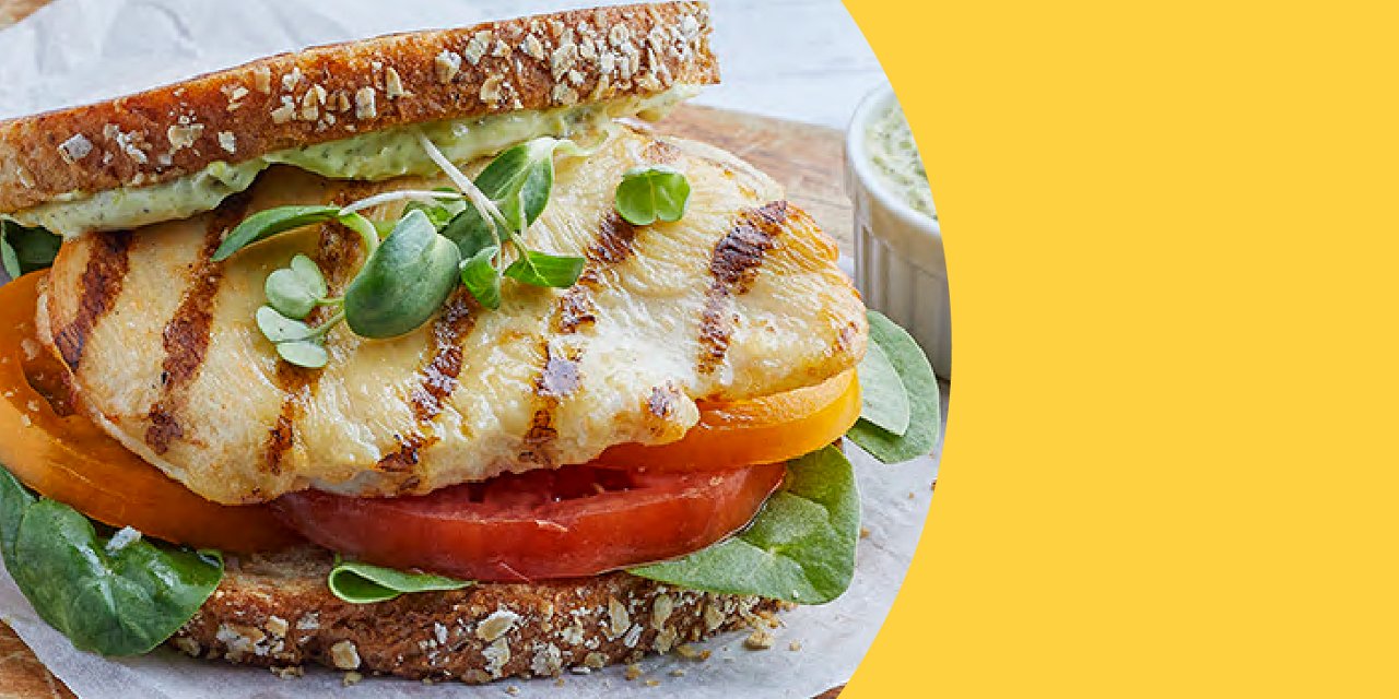 Grilled chicken and tomato sandwich image