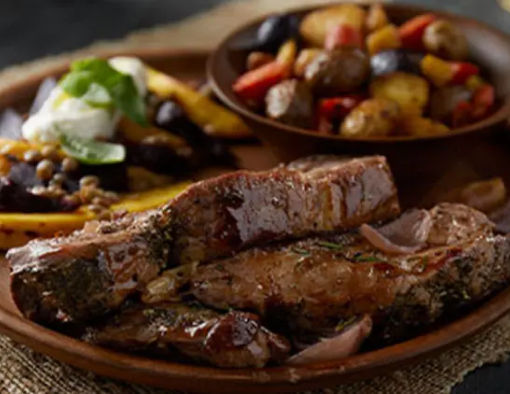Red wine and rosemary braised country ribs