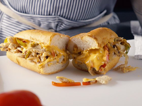 Classic Chicken Philly Sandwich with bell peppers and cheese