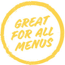 Image that says "great for all menus"