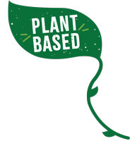 Leaf banner with the text "Plant Based" on it.