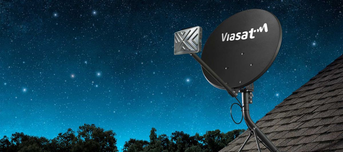 Viasat home satellite internet dish installed on roof