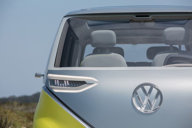 Close up of the front of an ID. BUZZ concept vehicle