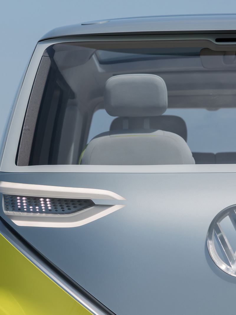 Close up of the front of an ID. BUZZ concept vehicle