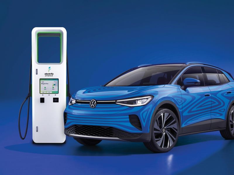 2021 Volkswagen ID.4 at an Electrify America charging station