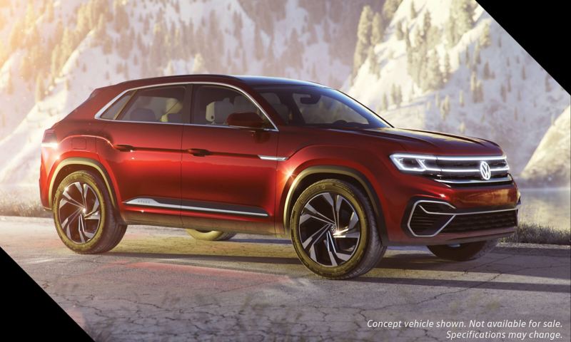 The Volkswagen Atlas Cross Sport concept vehicle from front-three quarter view.