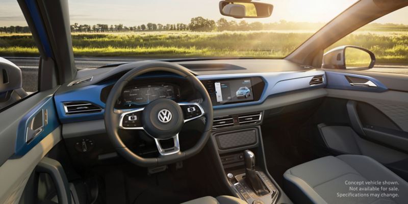 Rendering of Volkswagen Tarok concept interior, front cockpit. 