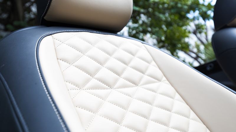 Close up of the 2019 Volkswagen Beetle Final Edition interior seat fabric.