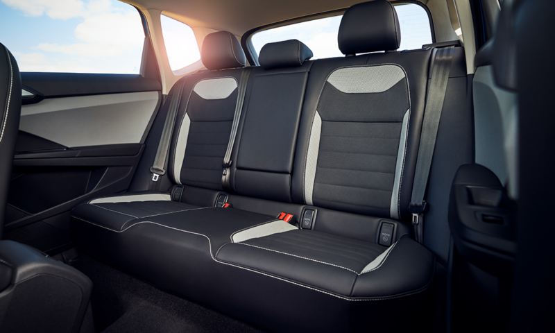 Interior shot of a VW shows the spacious back seat.