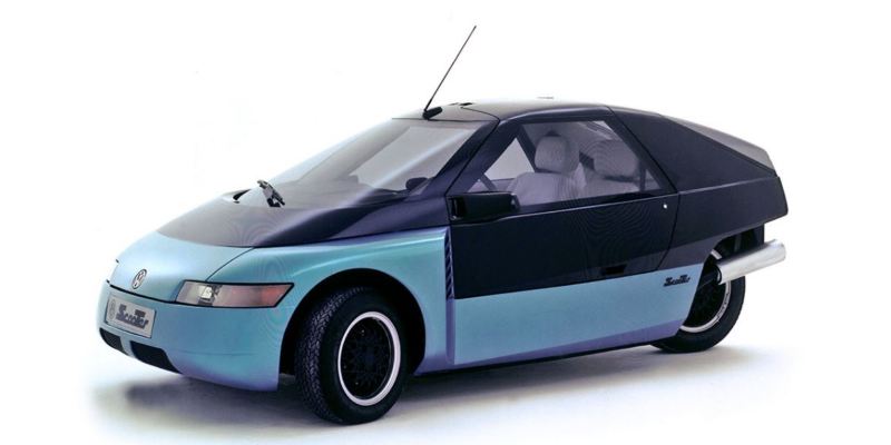 1986 Volkswagen Scooter is parked showing front and side views of the vehicle.