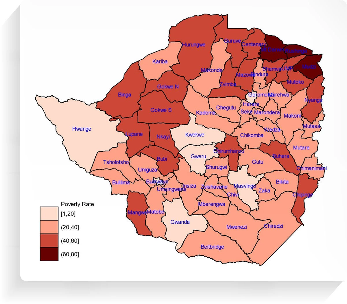 Poverty headcount by district, 2017