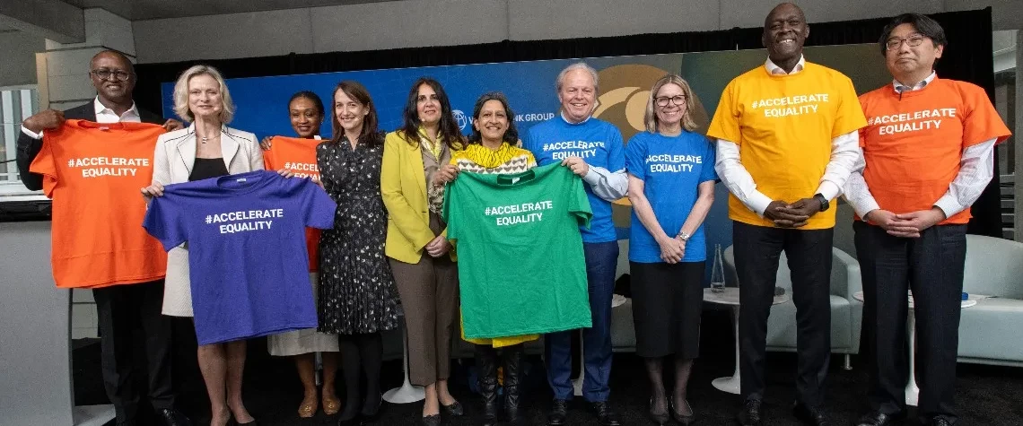 World Bank Group management at an International Women's Day staff event in Washington, DC on March 7, 2024