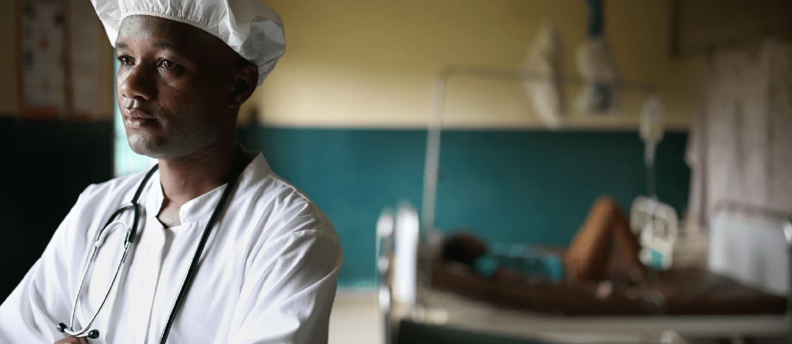 A portrait of Dr. Abdoul Gadiri Diallo, at the CMC Flamboyants Health Clinic in Conakry, Guinea on June 16, 2015. Dominic Chavez/World Bank