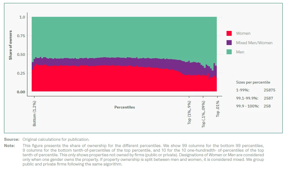 This figure presents the share of ownership for the different percentiles.