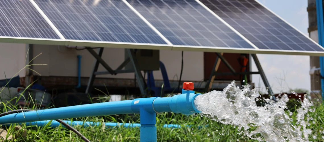 Groundwater is pumped by solar power.