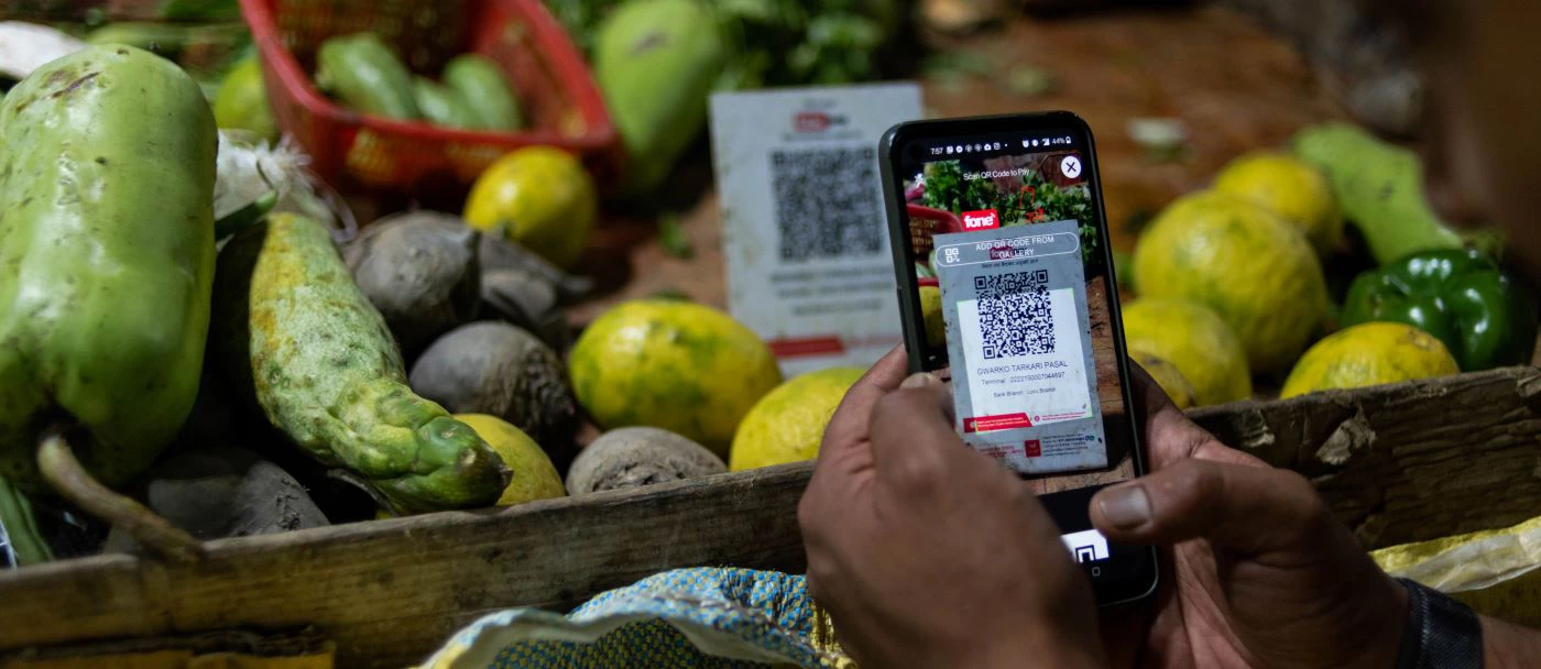 Use of QR code in a vegetable market in Nepal