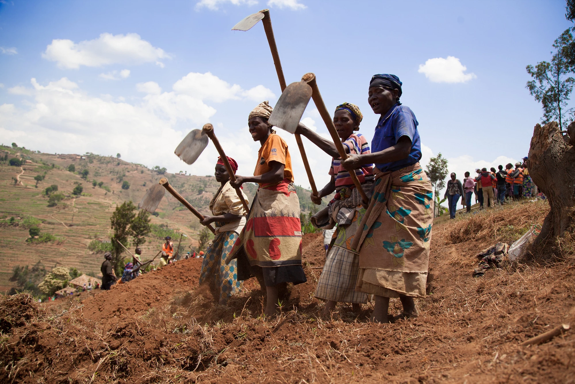 Women create terraces in Rwanda