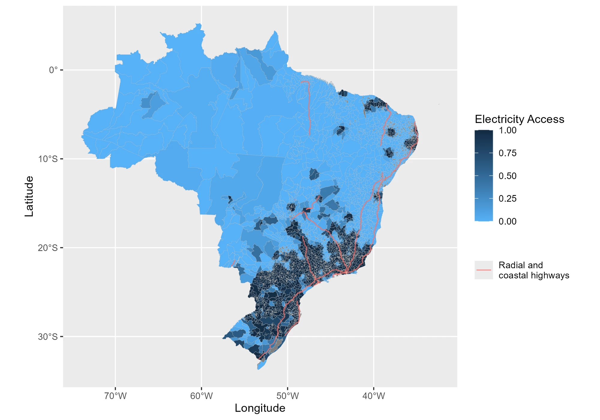 Changes in Brazil’s infrastructure Access in 1970