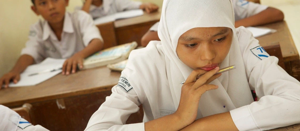 schoolgirl in a class