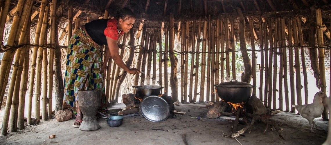 African woman cooking