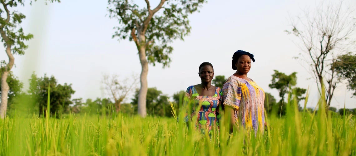 Two women in a field