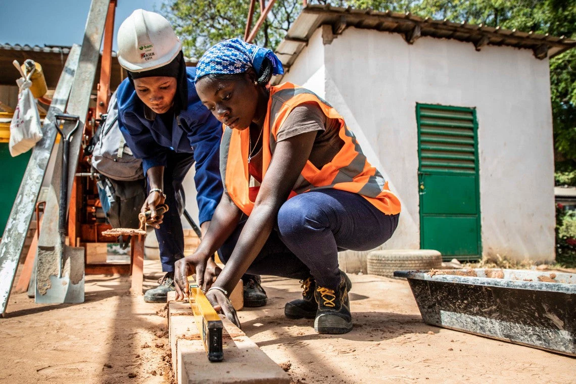 Women working on a construction site