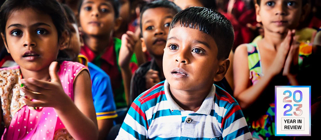 Young school children in Dhaka, Bangladesh.