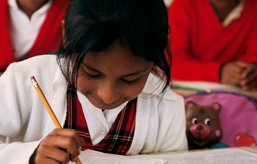  Girl in classroom. Mexico