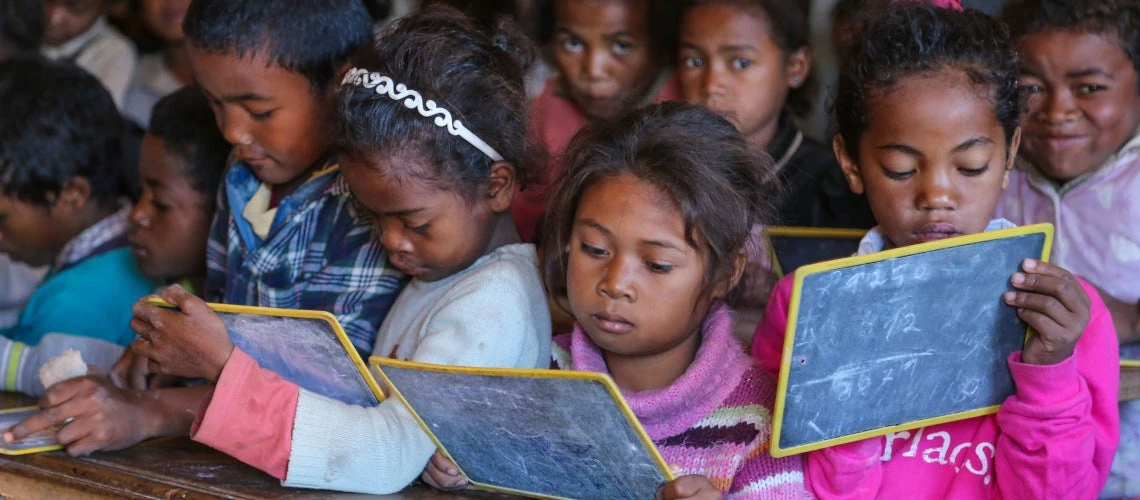 A classroom in the public primary school of Ianjanina in rural Madagascar