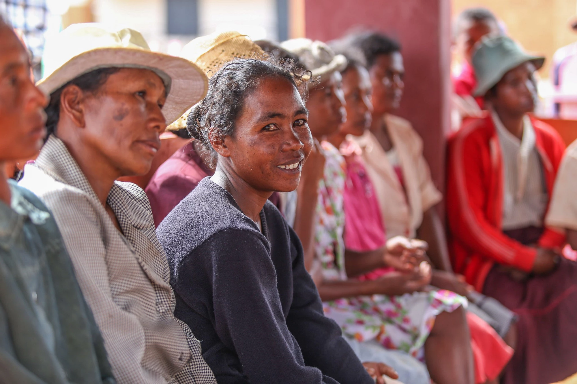 Women beneficiaries of IDA funded Human Development Programs (nutrition, social protection, and education) in the village of Soavina in Madagascar. Photo: World Bank / Sarah Farhat