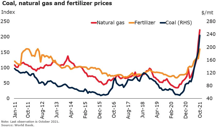 Coal, natural gas and fertilizer prices