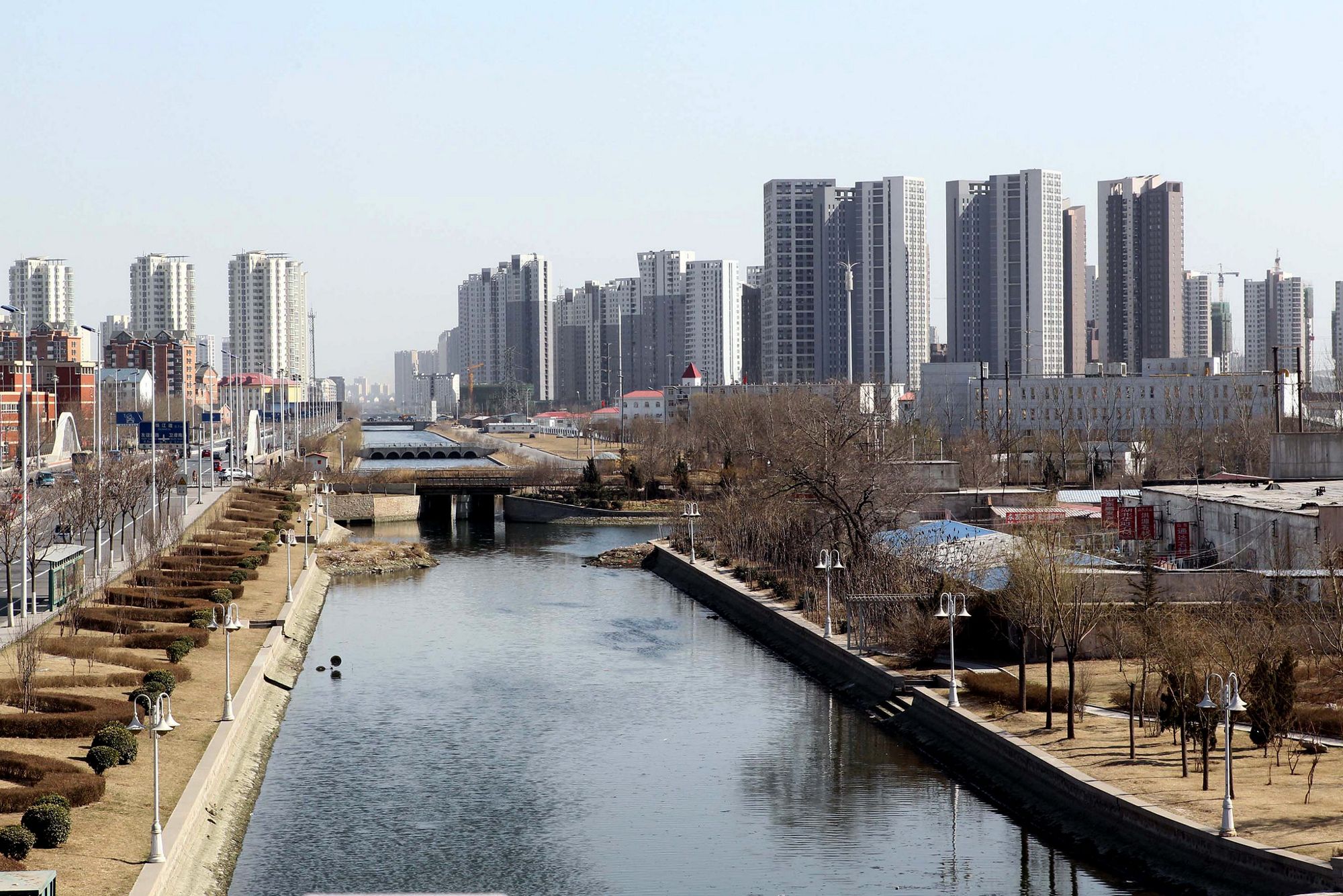 Hai River and high rise buildings around, Tianjin