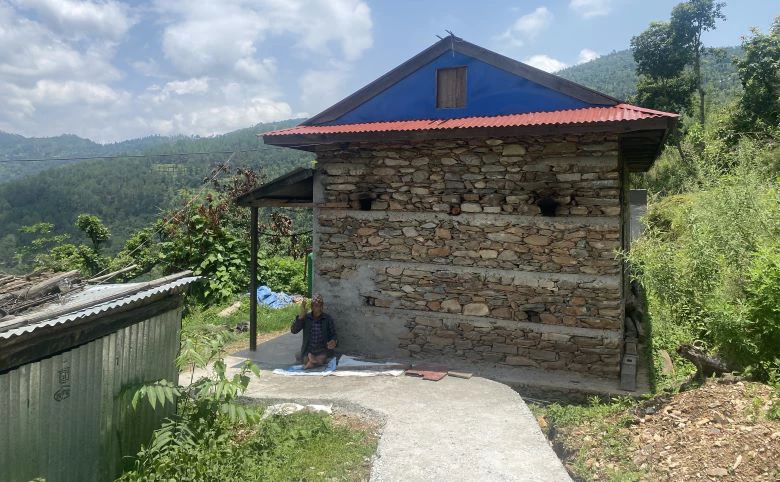 The ramp constructed from main road to the house of Dhal Bahadur Karki from Manthali Municipality-5, Ramechhap, Nepal