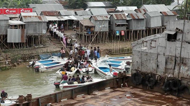 Ferry point at river in southern Bangladesh