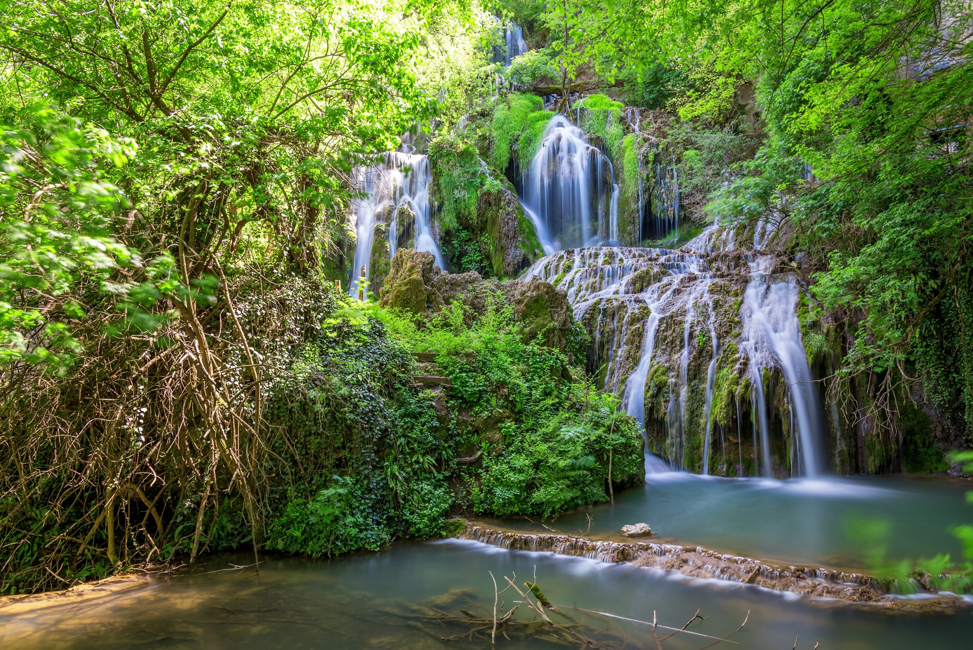 Krushuna waterfalls in bulgaria at spring