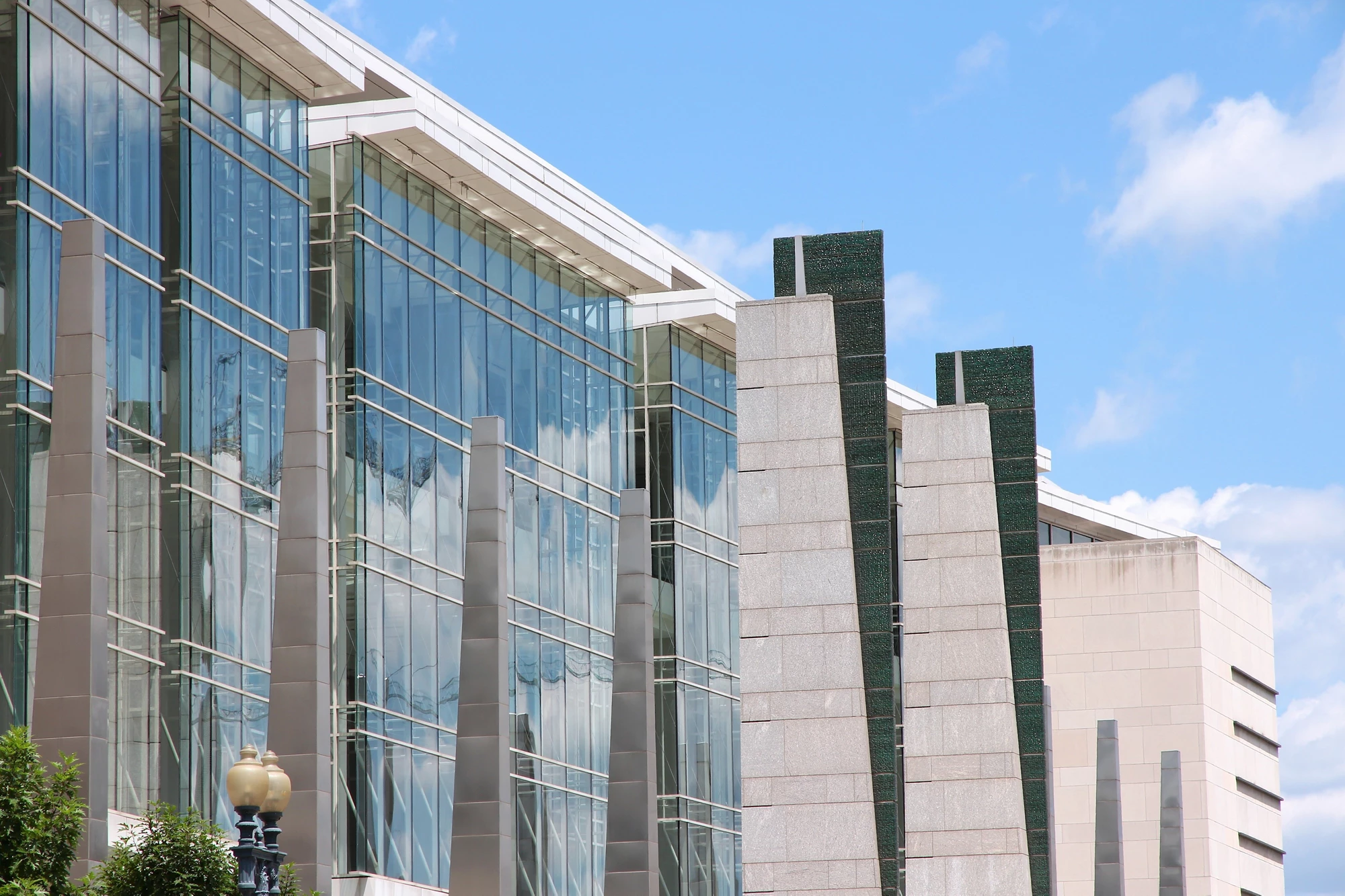 WASHINGTON, USA - JUNE 14, 2013: Modern architecture of Walter E. Washington Convention Centre in Washington DC. It is located at city superblock bounded by Mount Vernon Square.