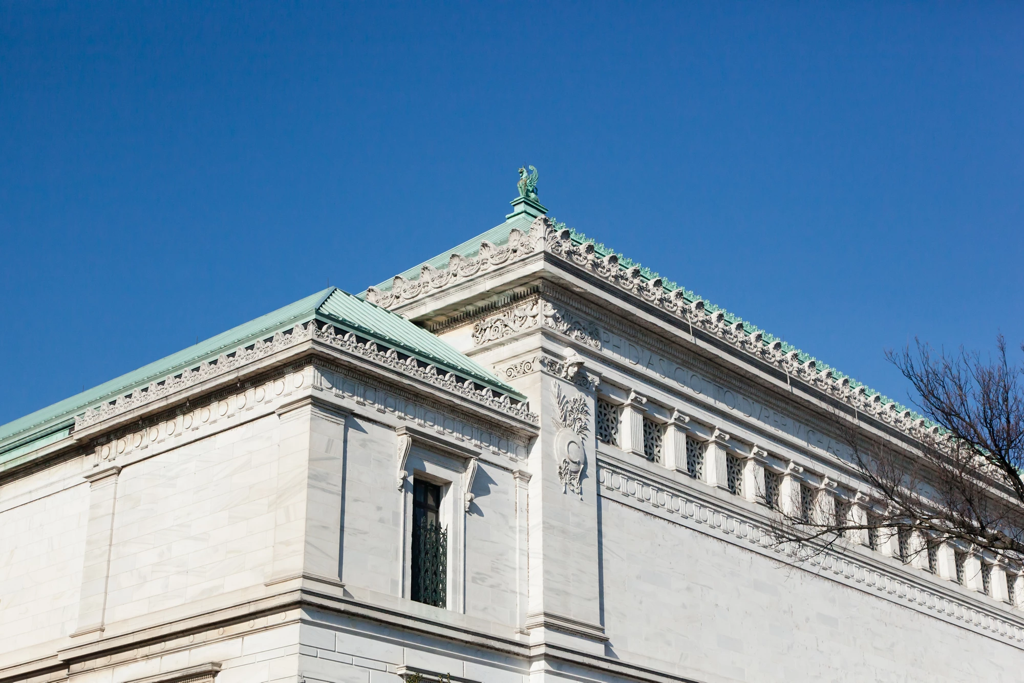 Washington DC - December 6, 2015: Details of the architecture on the top of the Corcoran Gallery of Art