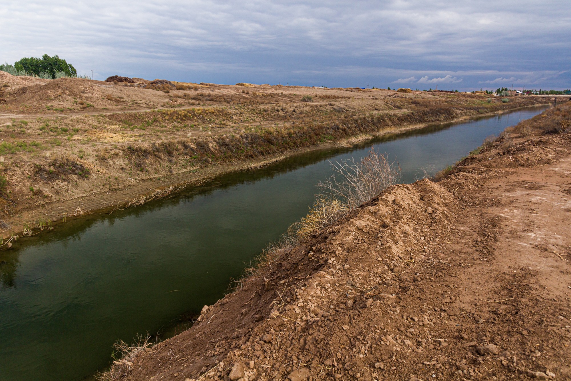 Water canal in Kyzylkum desert, Uzbekistan