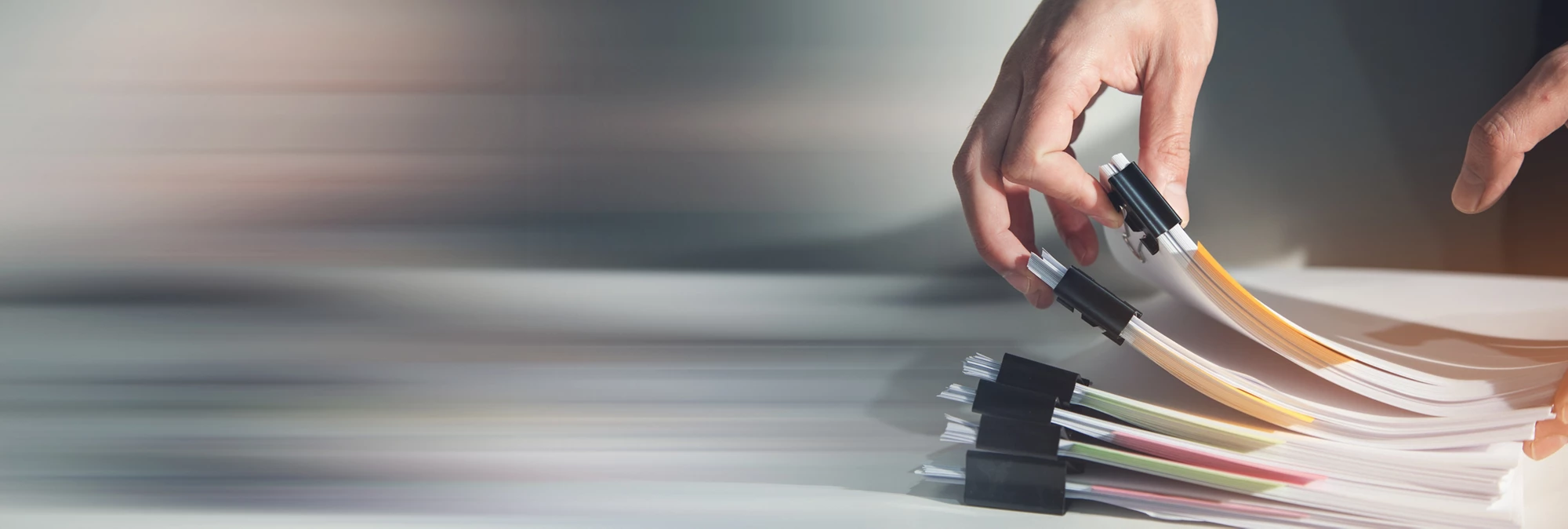 Business man hand pick document report paper