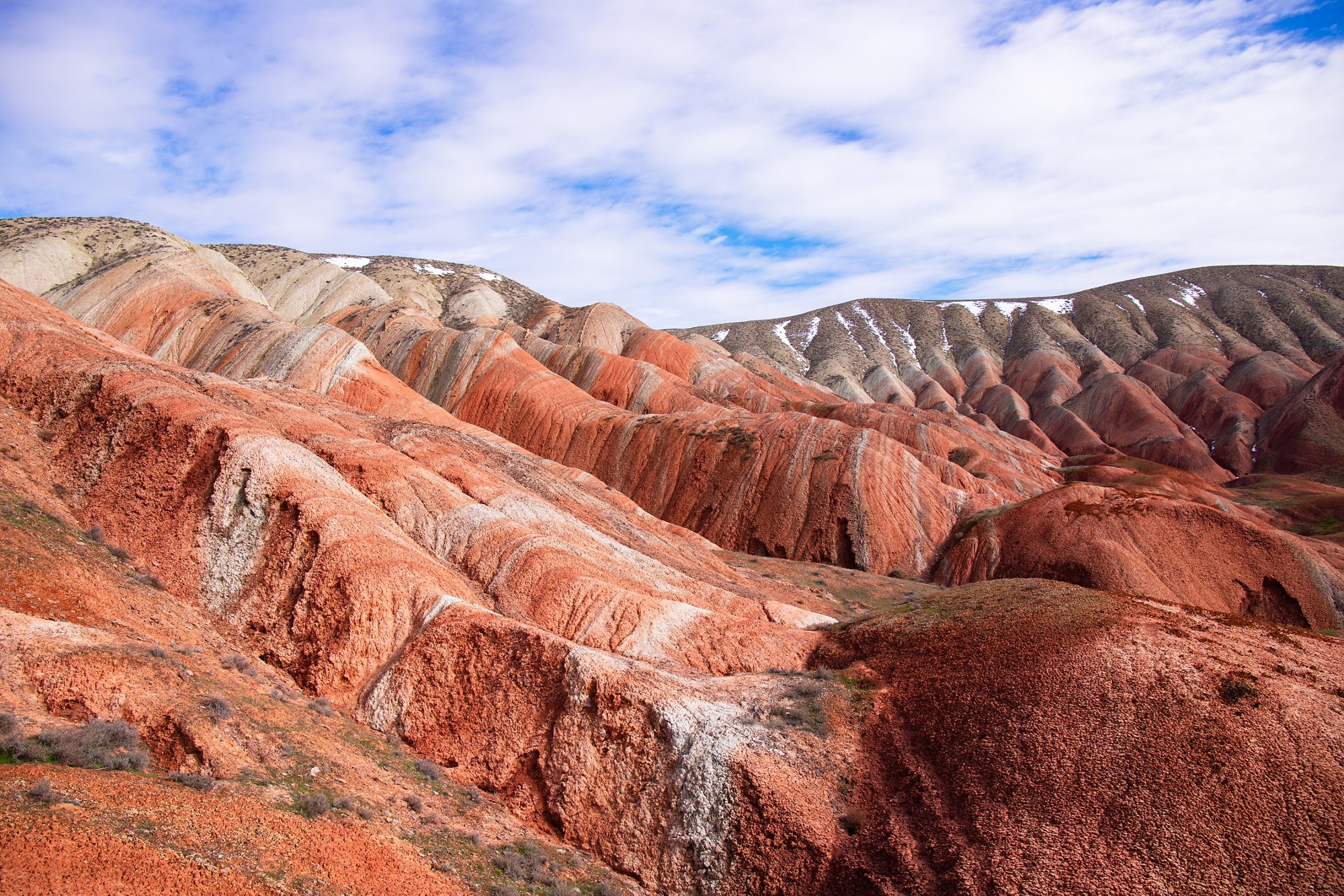 Beautiful red mountains of Azerbaijan. Khizi region.