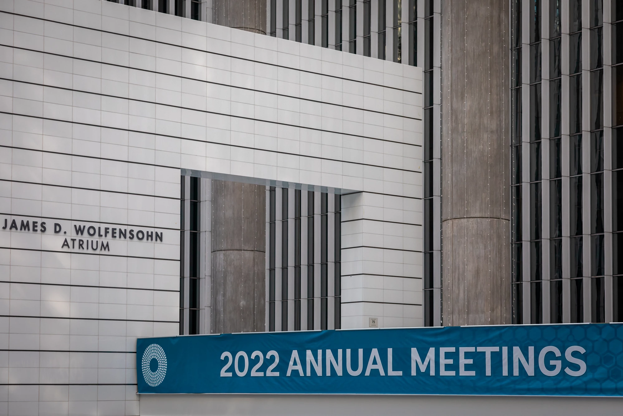 Washington, D.C. - 09 October 2022: Inside the James D. Wolfensohn Atrium of the Word Bank Hedquarters during the 2022 Annual Meetings