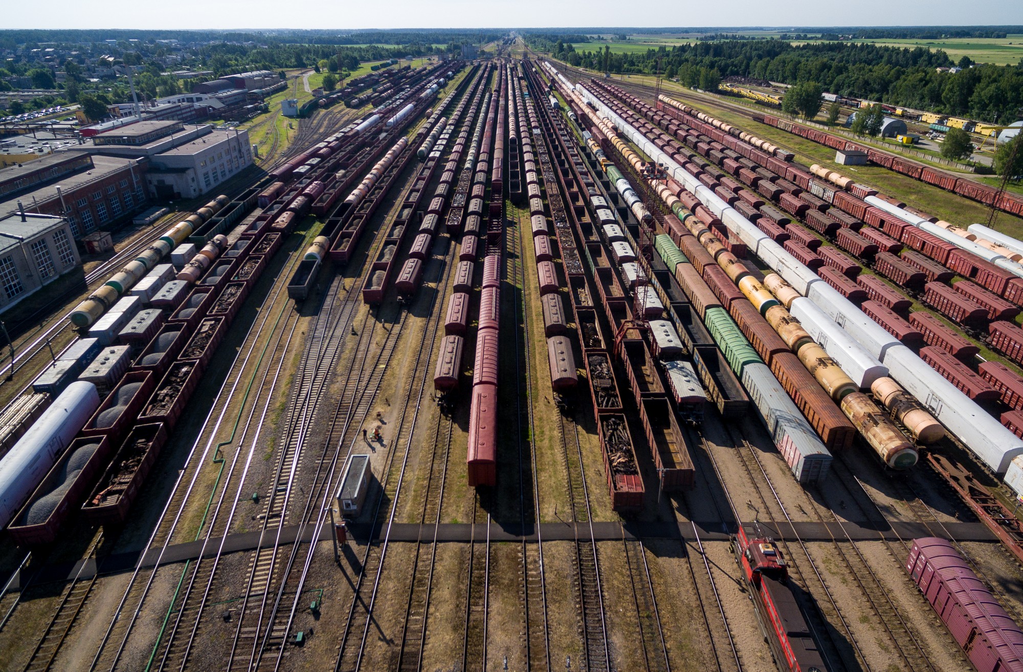 Railroad Network in Lithuania. Drone Point of View