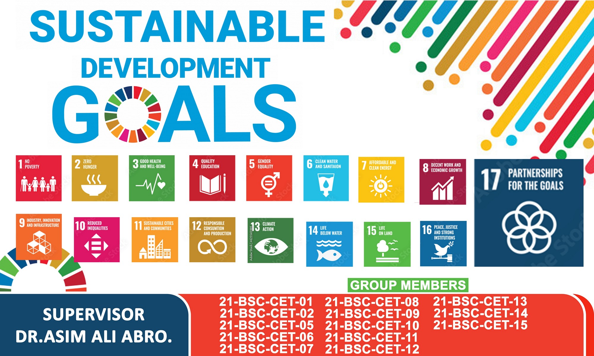 Sustainable development goals poster, minimalist design.