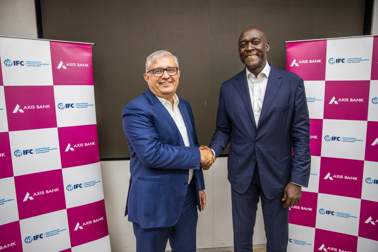 IFC's MD Makhtar Diop with Axis Bank's MD & CEO, Amitabh Chaudhary.