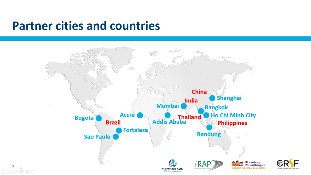 Cities and countries targeted by the Bloomberg Philanthropies Initiative for Global Road Safety (BIGRS)