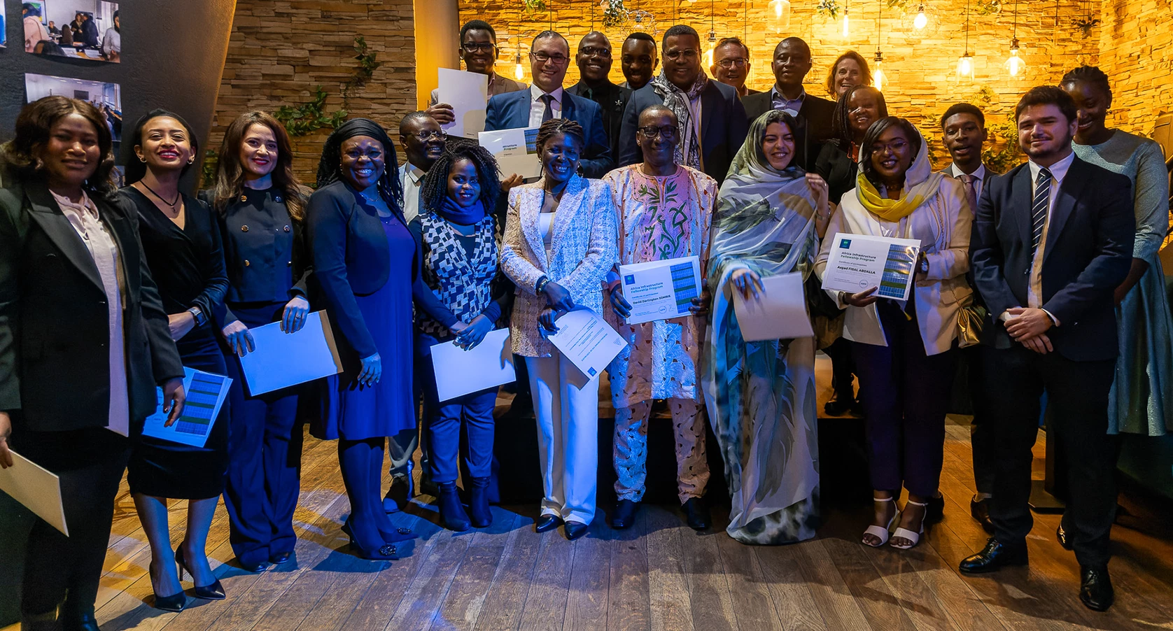 The 2022 cohort of African infrastructure fellows at the closing ceremony of their fellowship program in Paris