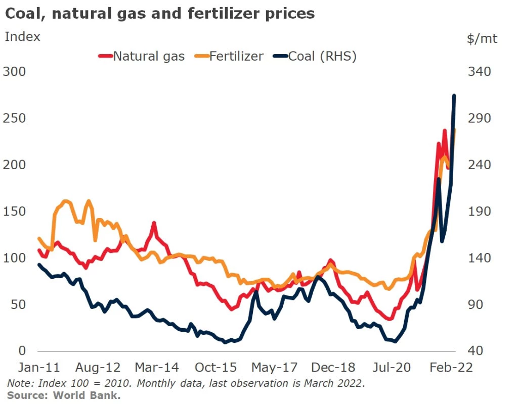 Coal, natural gas and fertilizer prices