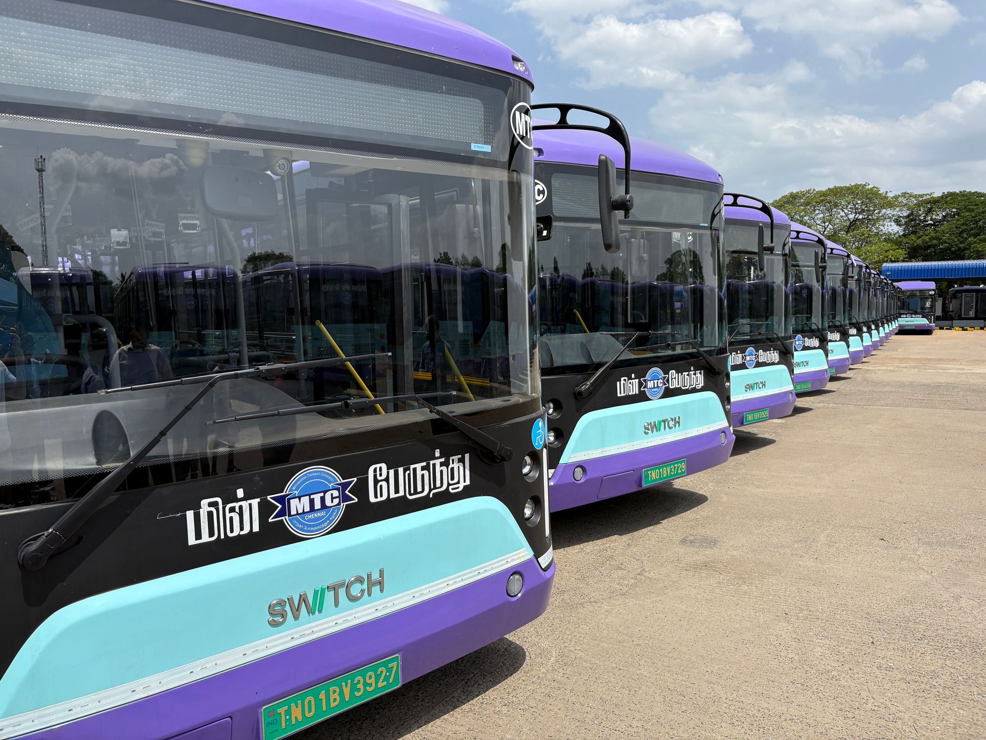 High-capacity modern buses lined up for urban service expansion