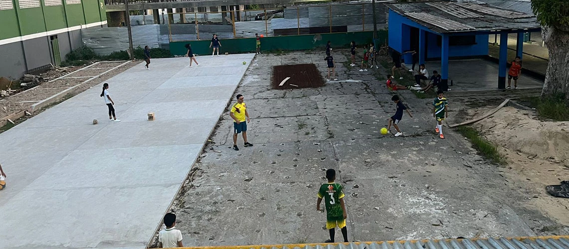 Kids playing in a rural school