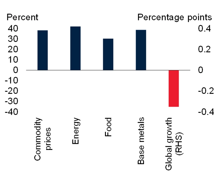 Figure 1: Higher commodity prices, weaker growth